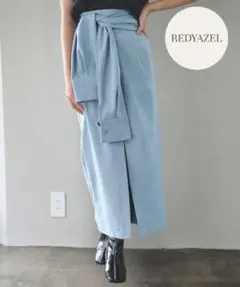 極美品 REDYAZEL シャツ絞りタイトスカート S リボン 2WAY