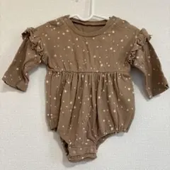 【BREEZE】星柄フリル付き　長袖ロンパース ブラウン