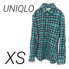 UNIQLO FLANNEL チェック柄長袖シャツ 緑と紺 XS カジュアル
