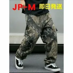 【即日発送】【JP‐M】ポケット付きワイドレッグ 迷彩柄 ジーンズ リアルツリー