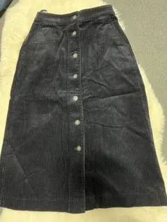 UNIQLO コーデュロイ ネイビー タイトスカート S フロントボタン