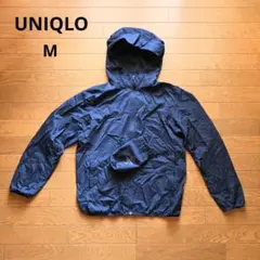 ネイビー フード付きナイロンジャケット　ウィンドブレーカー