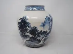 染付 山水図 花瓶 陶器 伝統工芸 壺 花舟 - メルカリ