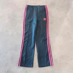 adidas アディダス トラックパンツ 古着 刺繍 グレー ピンク 17866