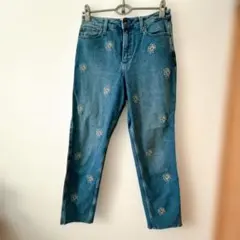 ホリスター花柄刺繍デニム28✕27　ハイライズマムジーン　海外古着　ブルーのサムネイル