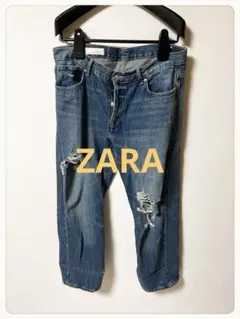 ☘️P1☘ZARA ダメージ ワイドデニム パンツ 42