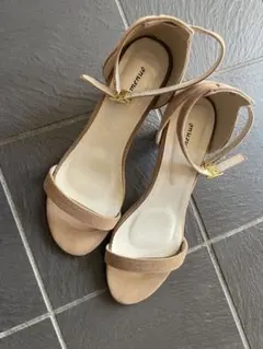 【美品】menue ベージュ ストラップサンダル L ヒール8cm