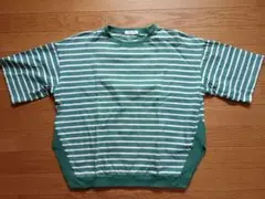 AS KNOW AS plus ボーダーTシャツ グリーン/カットソーのサムネイル