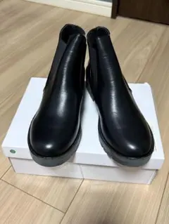 ブラックチェルシーブーツ 合成皮革 5cmヒール