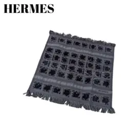 【専用】HERMES エルメス グレー チェック柄 ハンカチタオル　綿100%