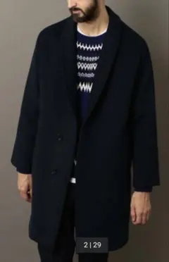 BEAUTY&YOUTH 【ダブルフェイス メルトン ラップコート】Mネイビー