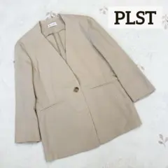 PLST プラステ リネン ベージュ ノーカラー テーラード ジャケット M 麻のサムネイル