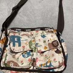 動物柄 コットン ショルダーバッグ