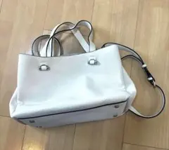 ZARA 2wayホワイトレザー ショルダーバッグ