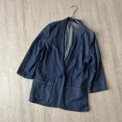 ダークブルー テーラードジャケット　デニム風