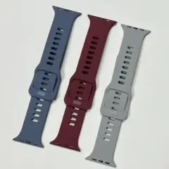スマートウォッチ 交換用 42mm 44mm 灰色 酒紅 灰藍 3本セット