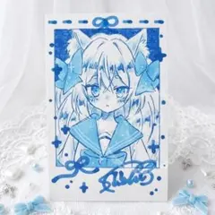 129】萌え絵 手描きイラスト アナログイラスト チェキサイズ 匿名配送
