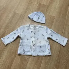 ラルフローレン　水色 チェック柄 クマ カーディガン 帽子 セット　リバーシブル