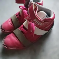 処分品　PUMA×ミヤハラヤスヒロ ピンク ハイカットスニーカー