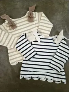 petit main ボーダー長袖2点セット90