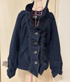 CECICA BLUE セシカブルーフリルストレッチデニムジャケット44 XXL