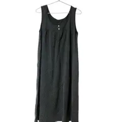 ユニクロ 【L】 ワンピース ロング丈 ドット柄 ノースリーブ 017531