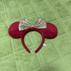 ミッキー耳 赤 カチューシャ スパンコール付き