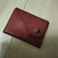 ハンドメイド　赤い革製ミニミニ財布