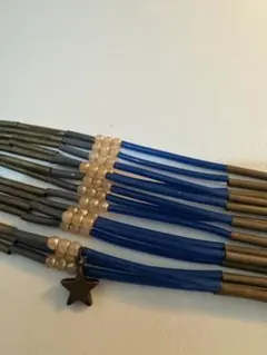 青のビーズ•ブレスレット•星型チャーム付き