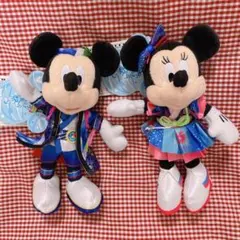 【新品.タグ付き】☆ディズニー☆夏祭り☆ミッキー&ミニーぬいぐるみバッチ☆