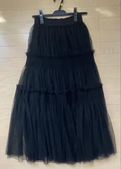 お値下げ中　fifth ブラック チュール ロングスカート M