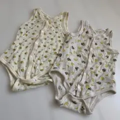 匿名配送バナナ柄ハチ柄ベビー肌着2枚セット80ロンパース下着