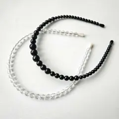 ビーズカチューシャ(クリア・ブラック)