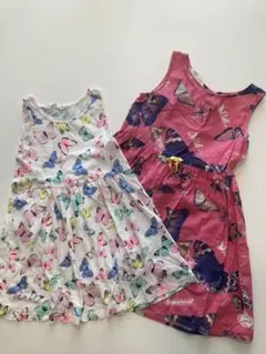 H&M ワンピース２枚セット　バタフライ柄110センチ