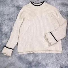 GLOBAL WORK【M】ワイドリブニット　アイボリー　春秋　レディース