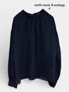 アースミュージックアンドエコロジー ドット柄ブラウス F ブラック