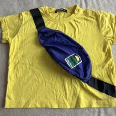 値下げmoujonjon ボディバッグ風プリントTシャツ イエロー 80のサムネイル