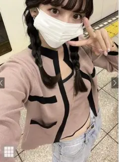 値下げ【グレイル】配色ショート丈カーディガンXタンクトップニットアンサンブル