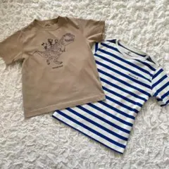 まとめ売り【120cm】モンベル　キッズTシャツ　２枚セット　恐竜　ボーダー