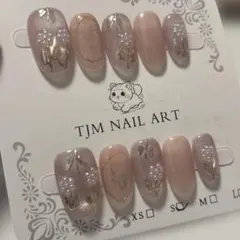 ピンク パール花アート マグネットネイルチップセット S