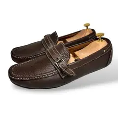 zara men レザーシボ加工　ローファー　スリッポンブラウン42