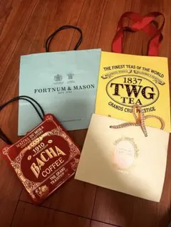 ショップ袋 4点セット(TWG, BACHA COFFEE等)