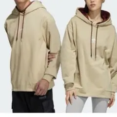 アディダスオリジナルスCNY センター 刺繍ロゴ パーカー ベージュ レア 冬服