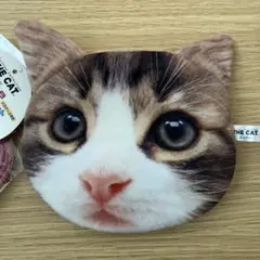 茶トラ ハチワレ ねこ パスケース付き フェイスポーチ ／ コインケース