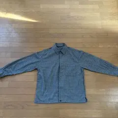 青と緑のチェック柄 長袖シャツ 厚手　古着