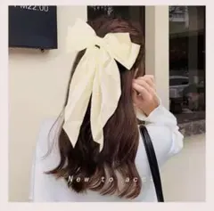 大きめ リボンヘアクリップ 白 バレッタ 韓国 ヘアアクセサリー 髪飾り 髪留め