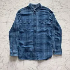 【美品】ポロ ラルフローレン 長袖シャツ チェック柄 インディゴ Ｍサイズ