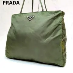 プラダ トートバッグ 三角ロゴプレート カーキ ナイロン 肩掛け A4収納
