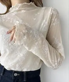 シースルー　花柄　カットソー