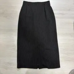 ストライプ タイトスカート 黒 紺 スリット入り レディース きれいめ